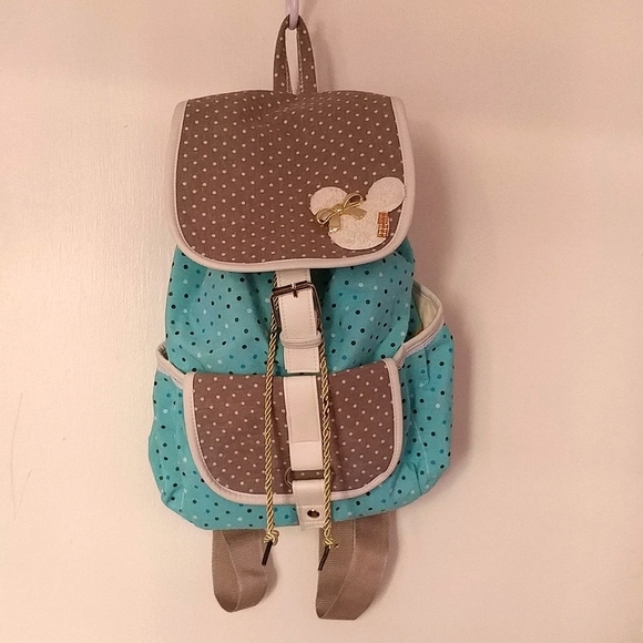 Light Blue Polka dot Backpack - Picture 1 of 9